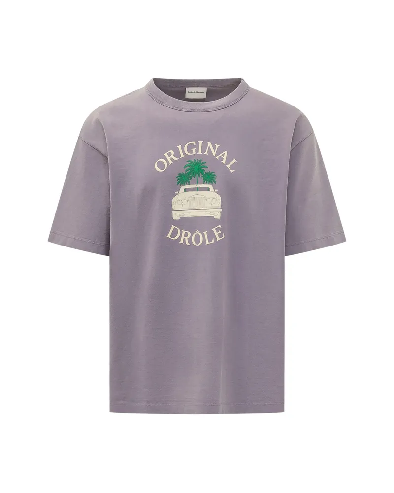 Drôle de Monsieur Car Palms Graphic-print T-shirt Purple