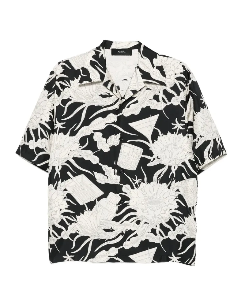 Amiri Floral-print Short-sleeved Shirt Black