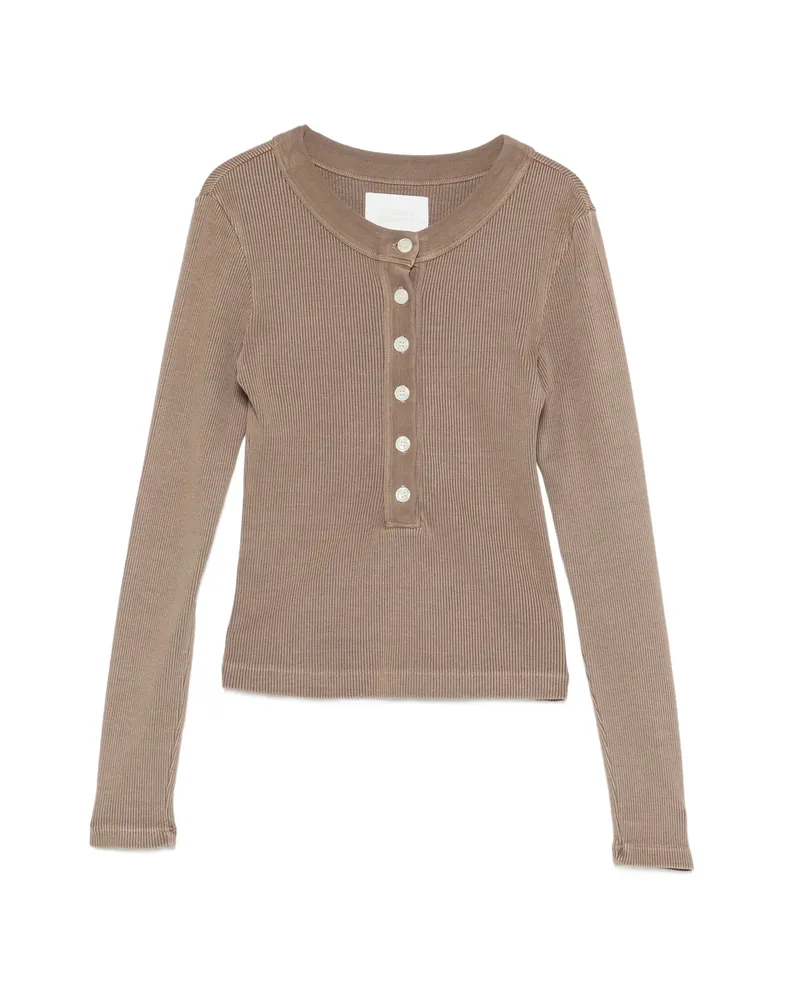 Citizens of humanity Varra Henley Ribbed-knit Top Brown