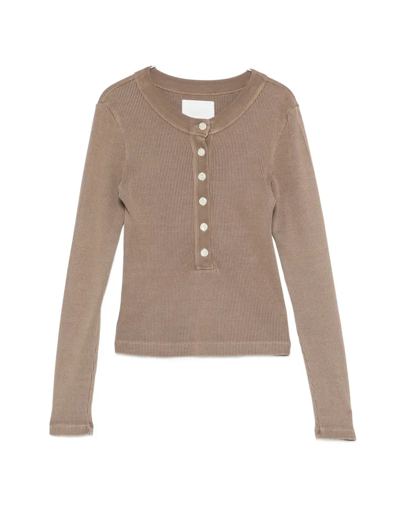 Citizens of humanity Varra Henley Ribbed-knit Top Brown