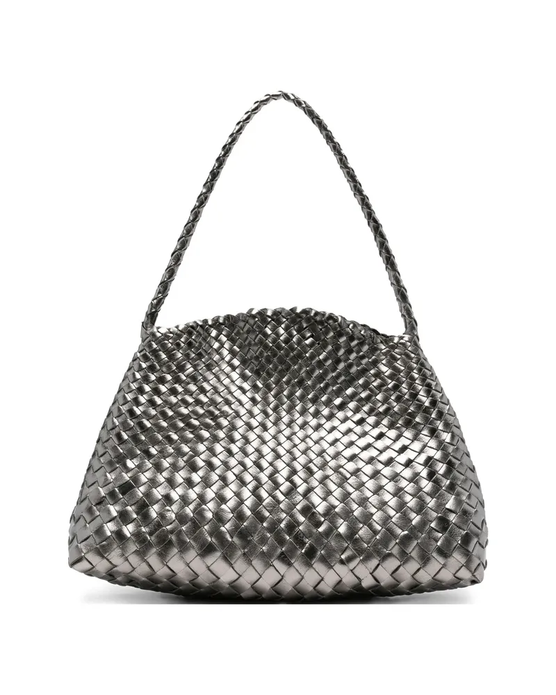 Dragon Diffusion Woven Leather Shoulder Bag Grey