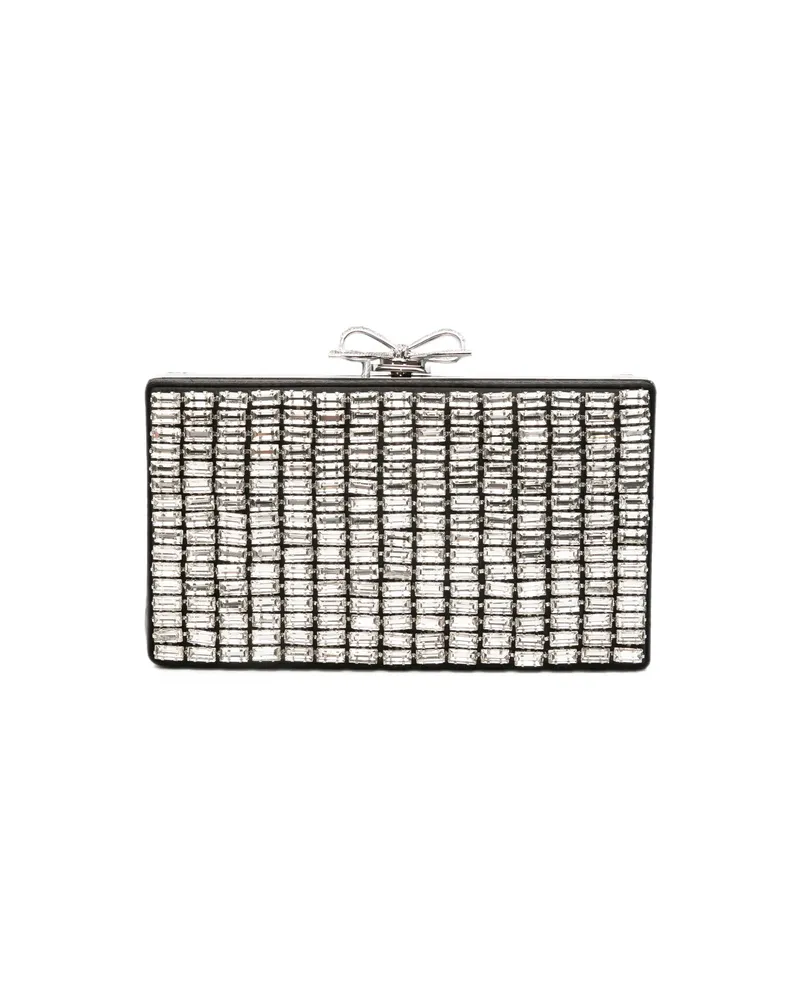 Self-Portrait Bow-embellished Crystal-embellished Clutch Bag Silver
