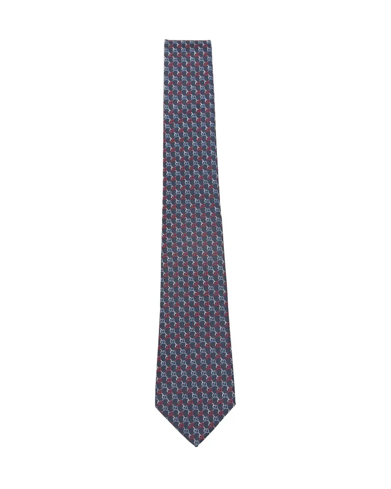 Gucci Motif Pattern Tie Blue