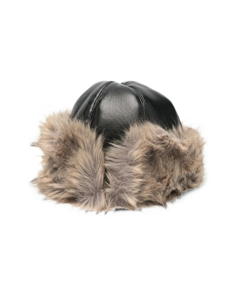 STAND Sable Faux-fur Trim Hat Black
