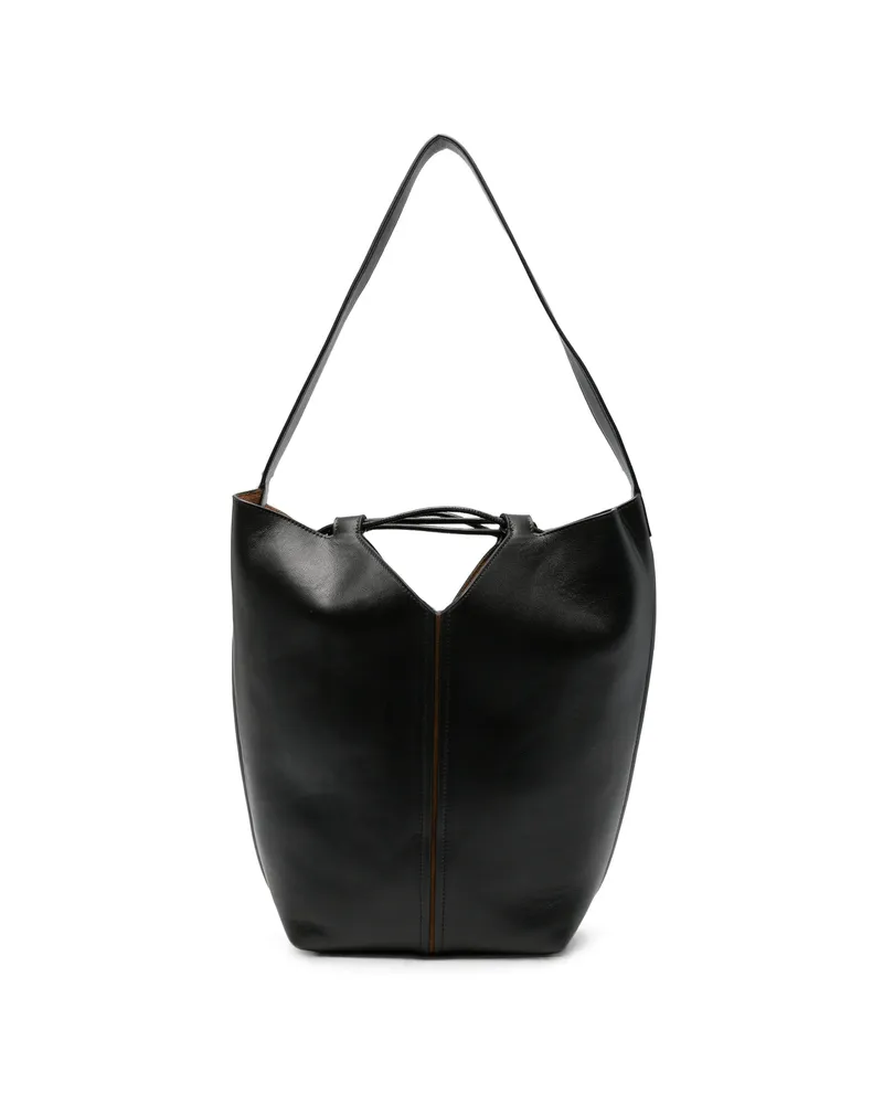 HEREU Riba Leather Bucket Bag Black