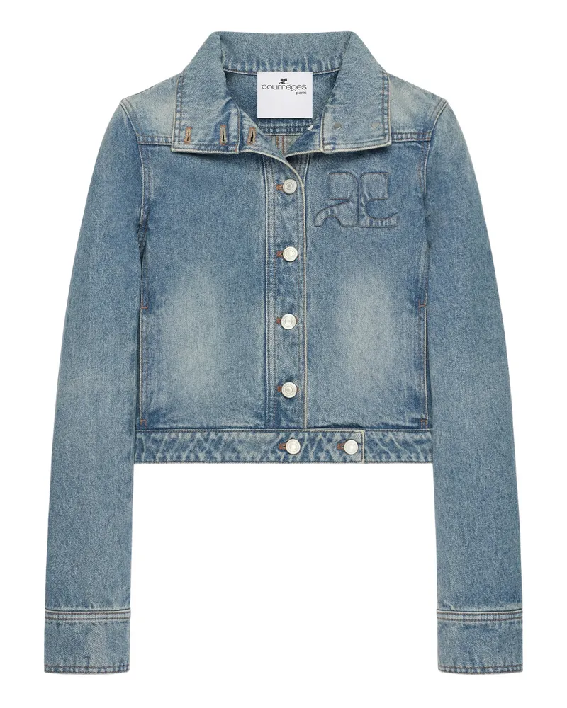 Courrèges Reedition Embroidered Denim Jacket Blue