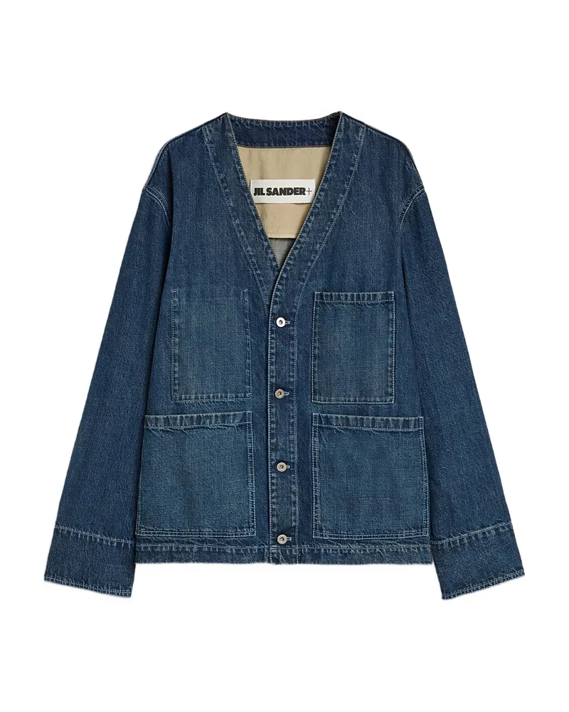Jil Sander Patch Pocket Cotton Shirt Jacket Blue