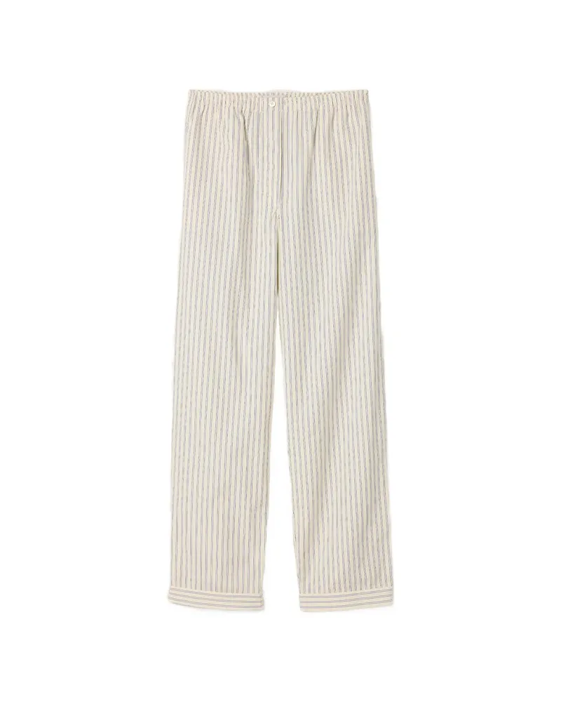 Miu Miu Striped Poplin Pajama Pants Neutrals