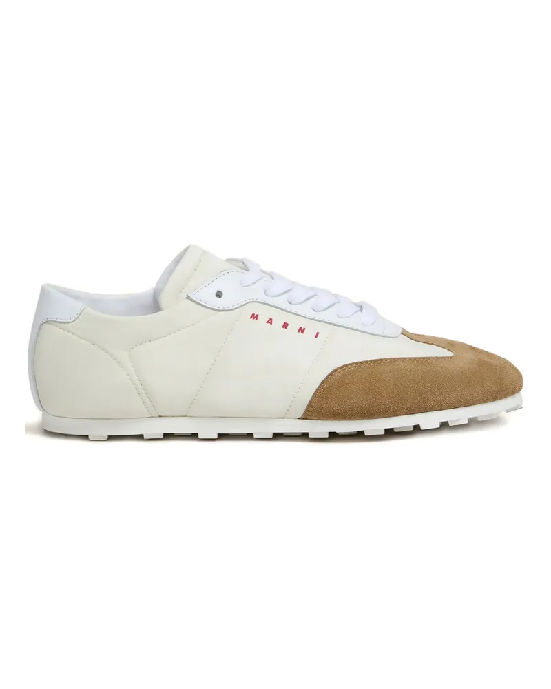 Marni Softy Soccer Suede-detail Sneakers White