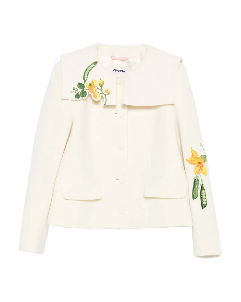 Vivetta Floral-embroidered Collar Jacket White