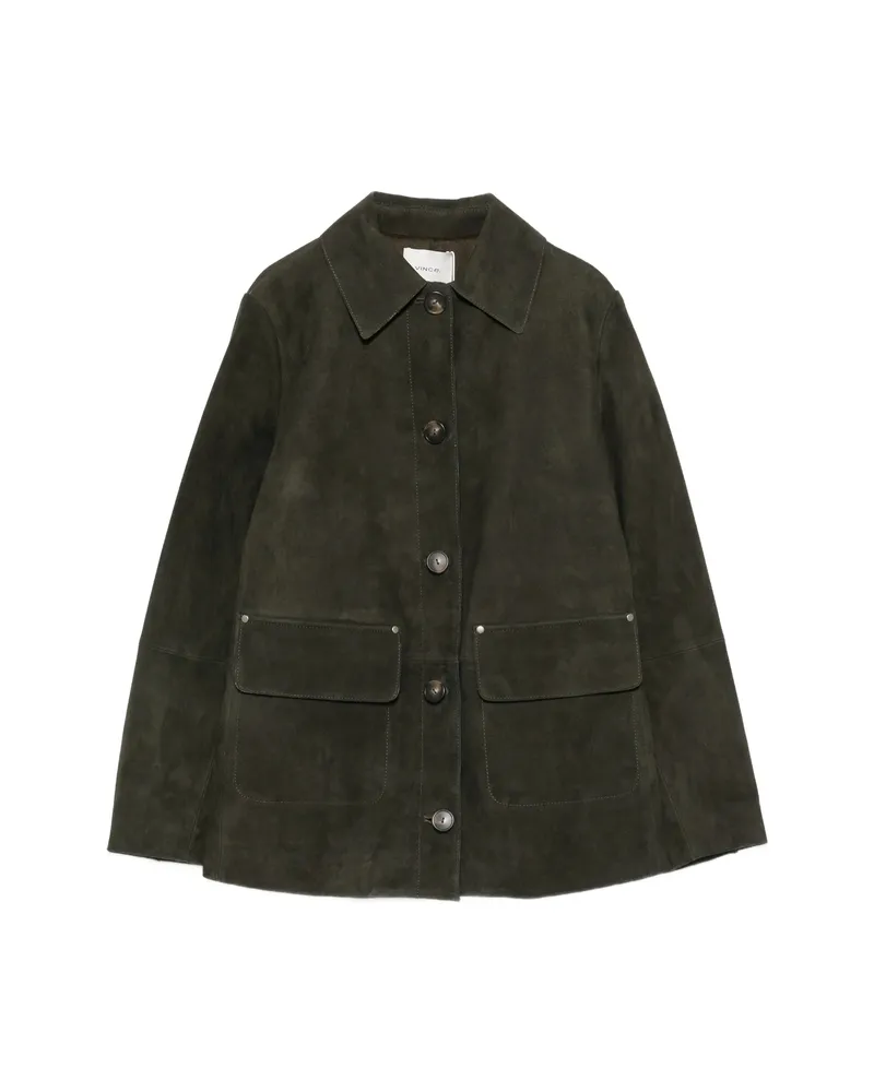 Vince Button-up Suede Jacket Green
