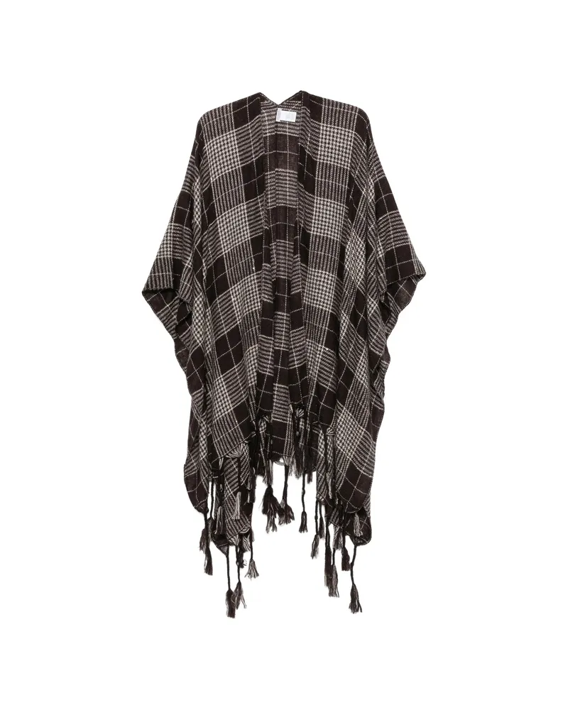 Brunello Cucinelli Check Tassel-trimmed Ponchos Brown
