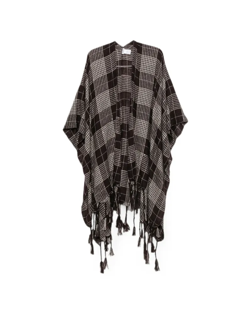 Brunello Cucinelli Check Tassel-trimmed Ponchos Brown