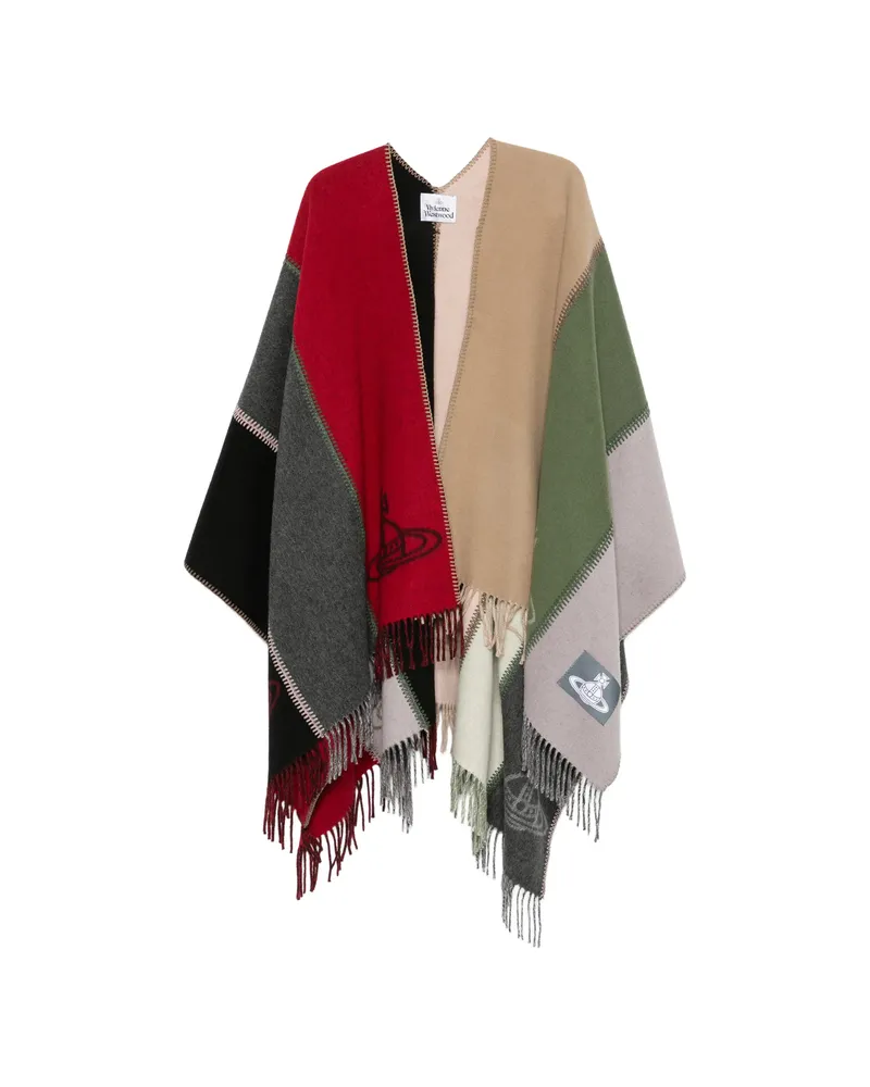 Vivienne Westwood Orb-print Blanket Poncho Neutrals