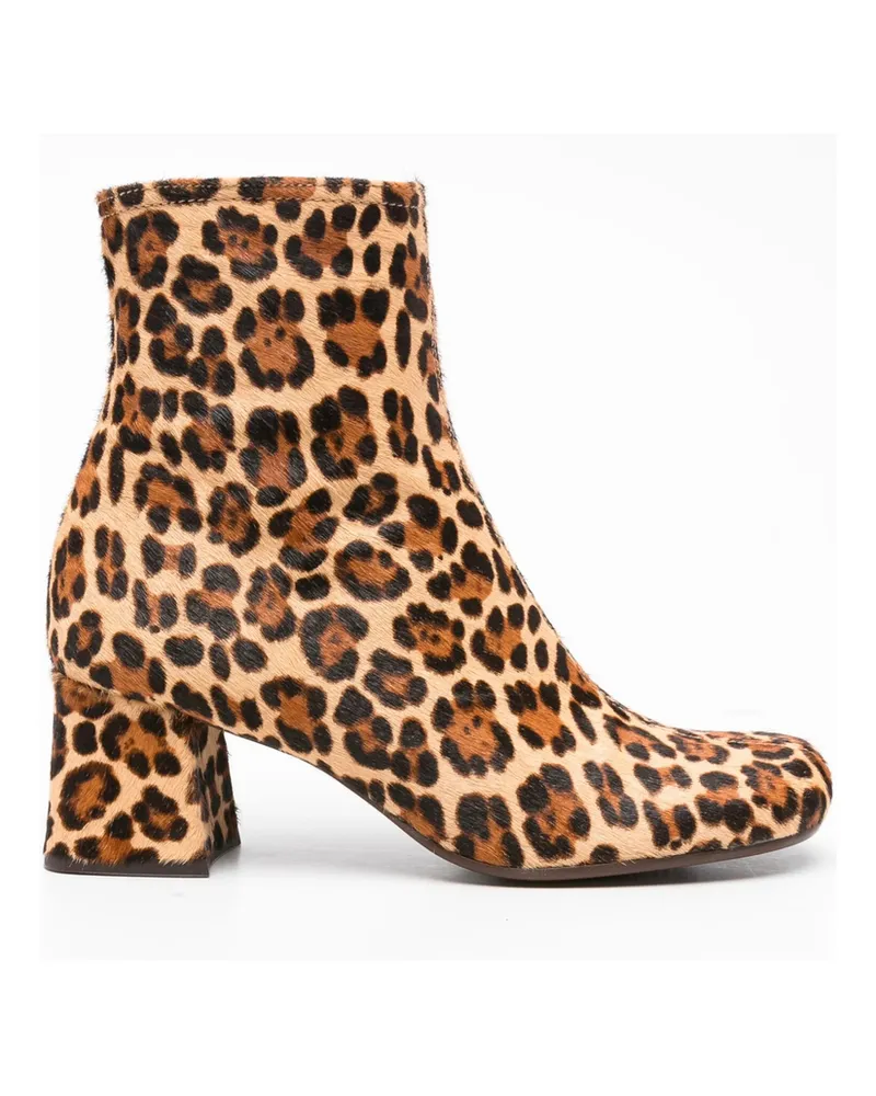 Chie Mihara 60mm Muki Leopard-print Block-heel Ankle Boots Brown