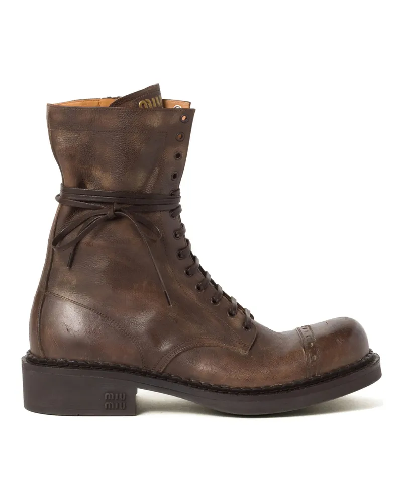 Miu Miu Leather Laced Boots (35mm Brown