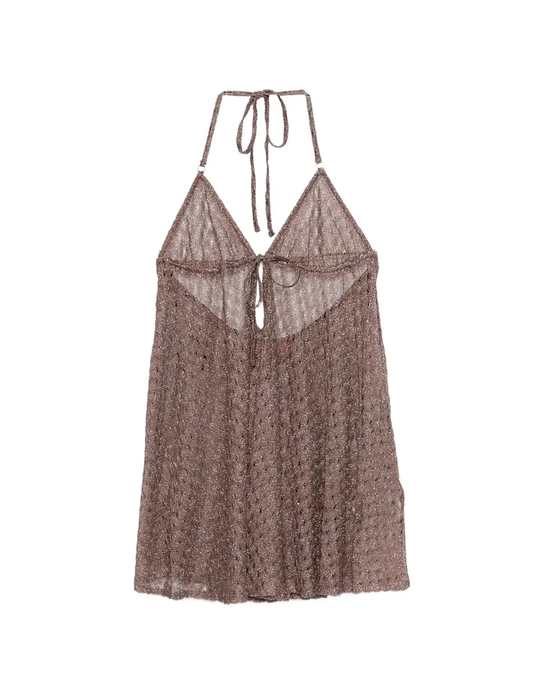 Missoni Halterneck Knitted Mini Dress Brown