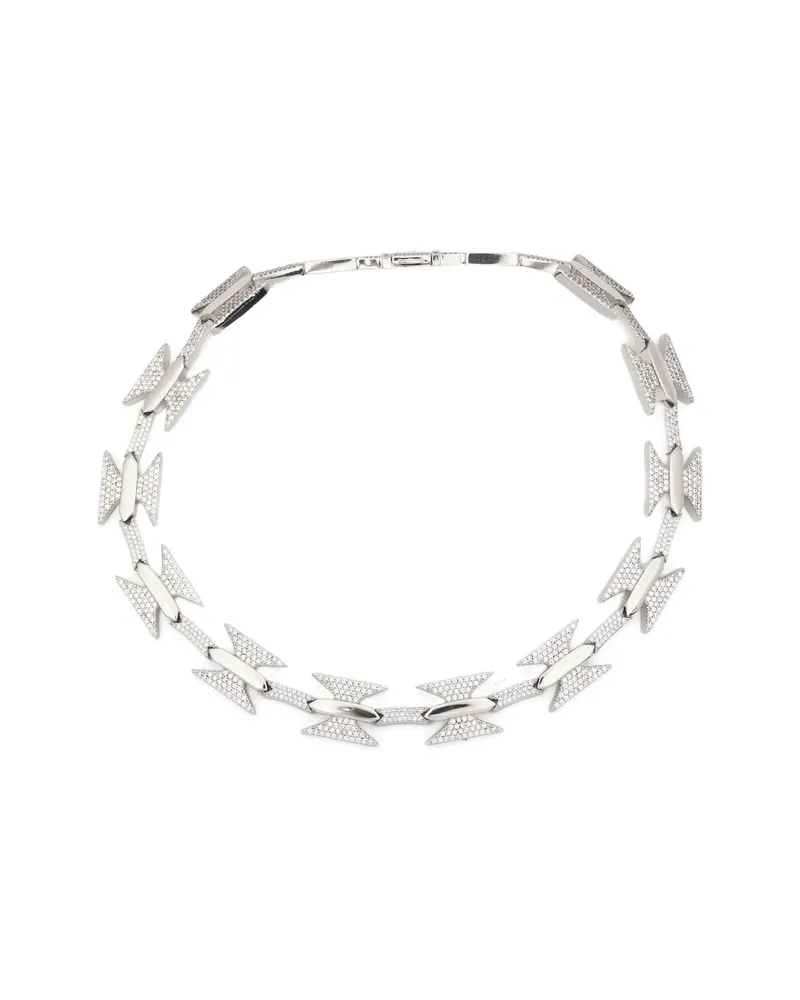 DARKAI Crystal-embellished Barbed-wire Necklace Silver