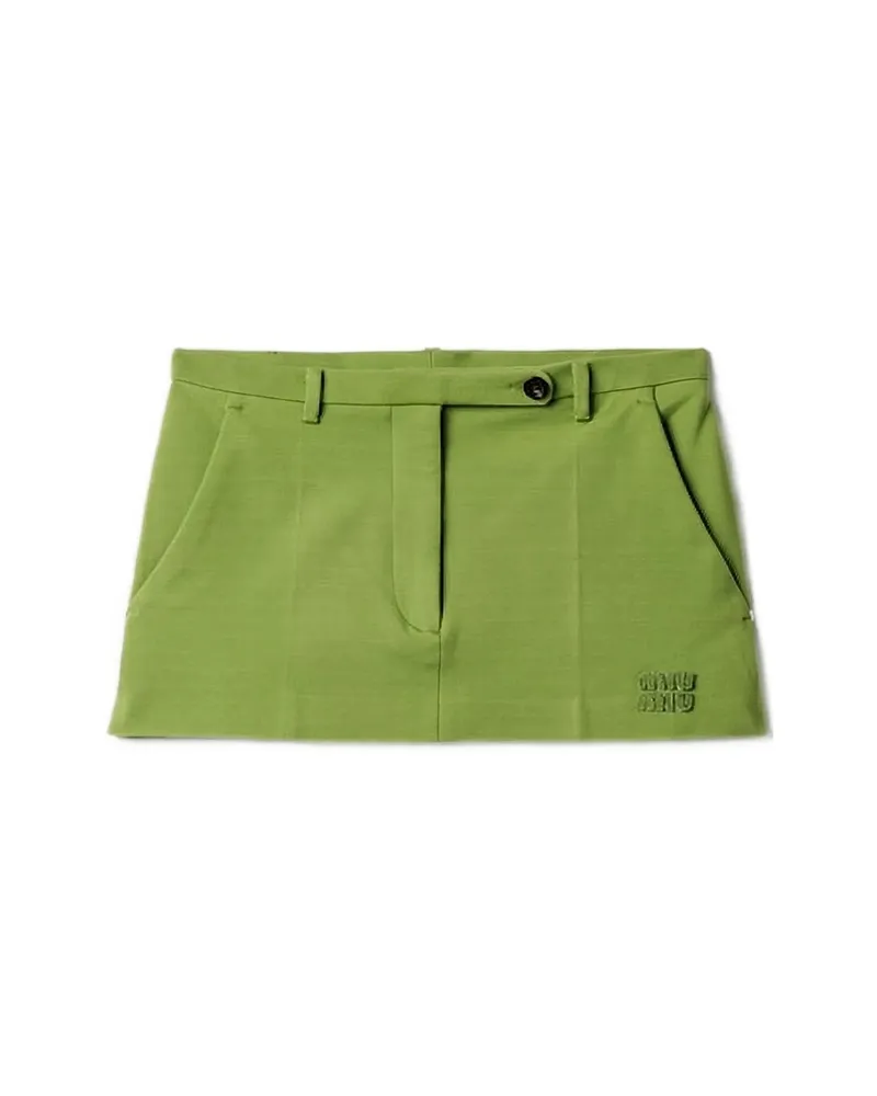 Miu Miu Milano Rib Knit Miniskirt Green