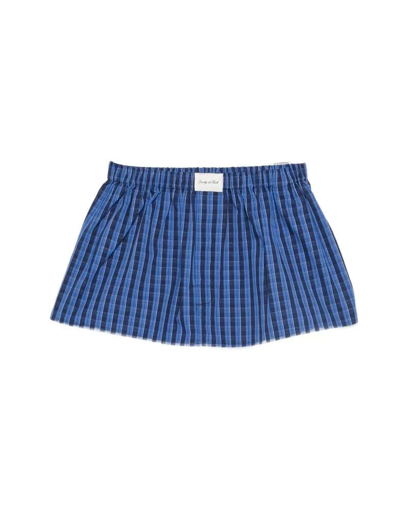 SPORTY & RICH Check-pattern Mini Skirt Blue