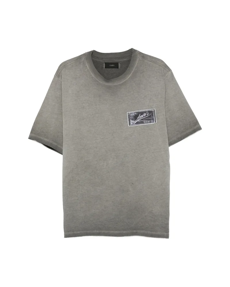 Amiri Faded Logo-patch Cotton T-shirt Grey