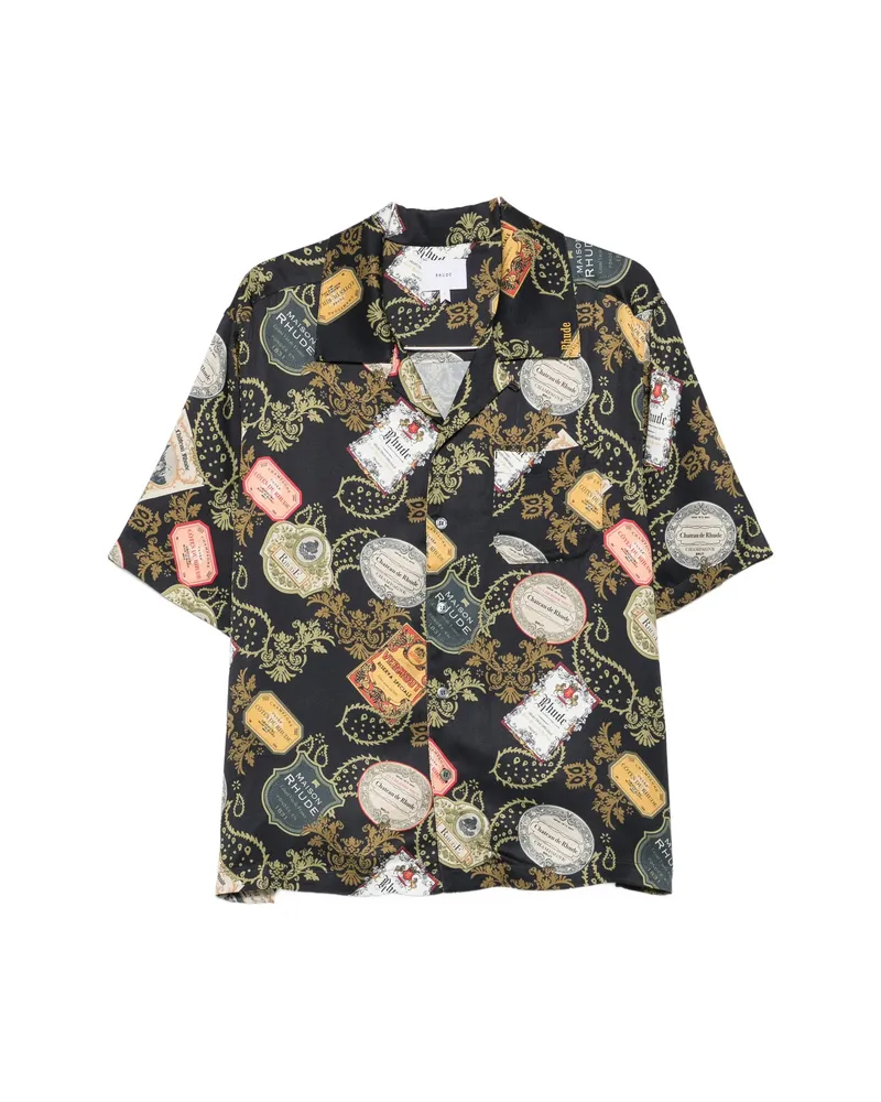 RHUDE Graphic-print Short-sleeve Shirt Black