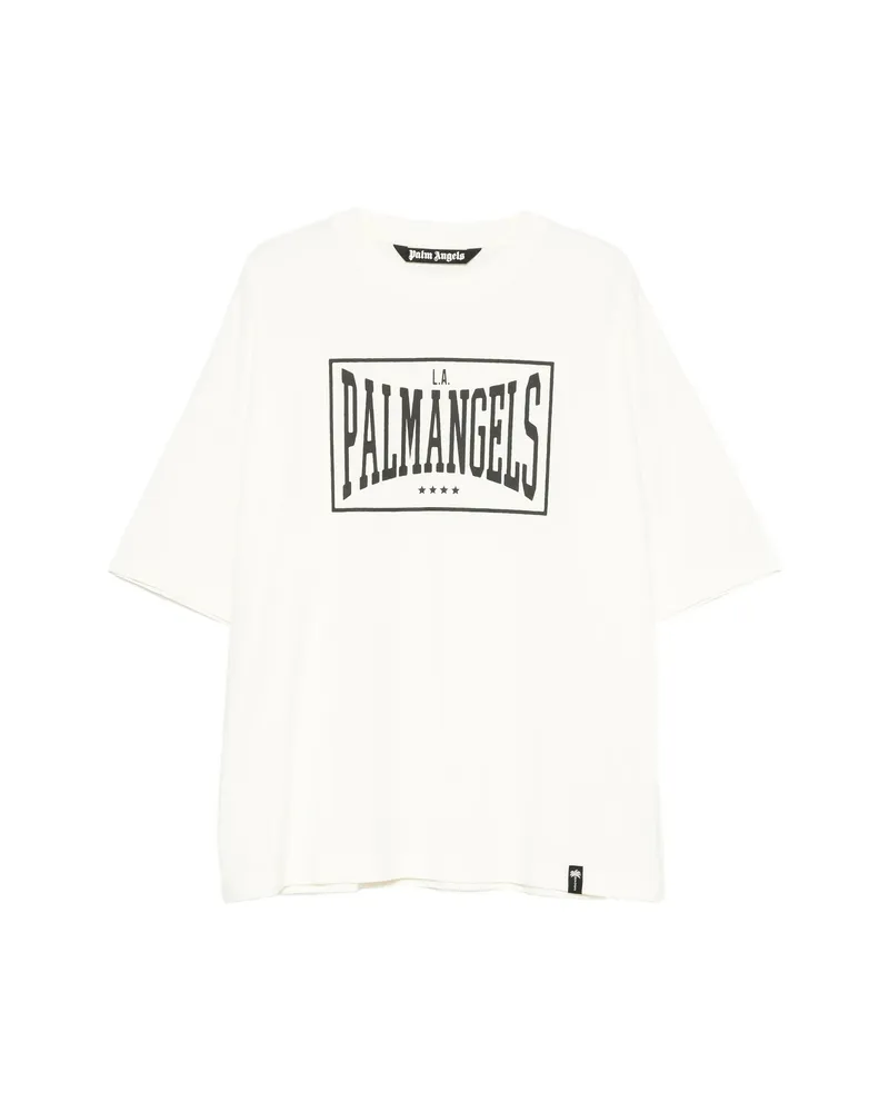 Palm Angels Logo-print Drop-shoulder T-shirt Neutrals
