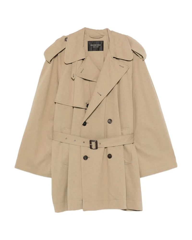 Balenciaga Belted Double-breasted Trench Coat Neutrals