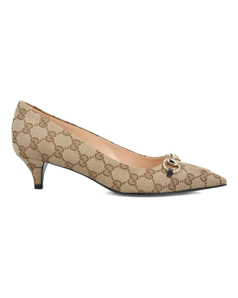 Gucci 45mm Horsebit Patterned Pumps Neutrals