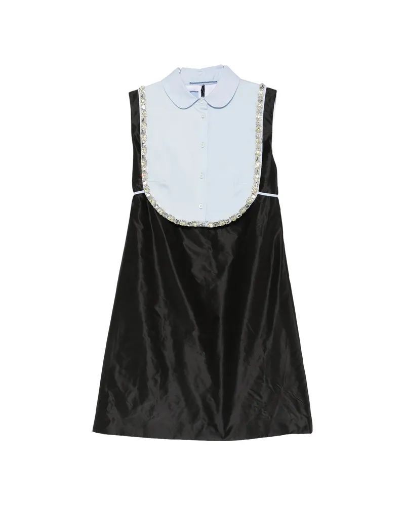 Prada Crystal-embellished Bib-detail Mini Dress Black