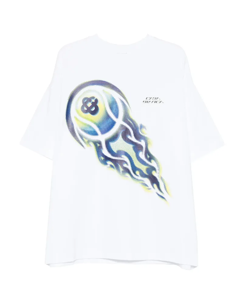 Casablanca Paris Flaming Tennis Ball Tee T-shirt White