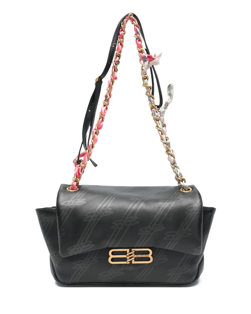 Balenciaga Logo-detail Shoulder Bag Black