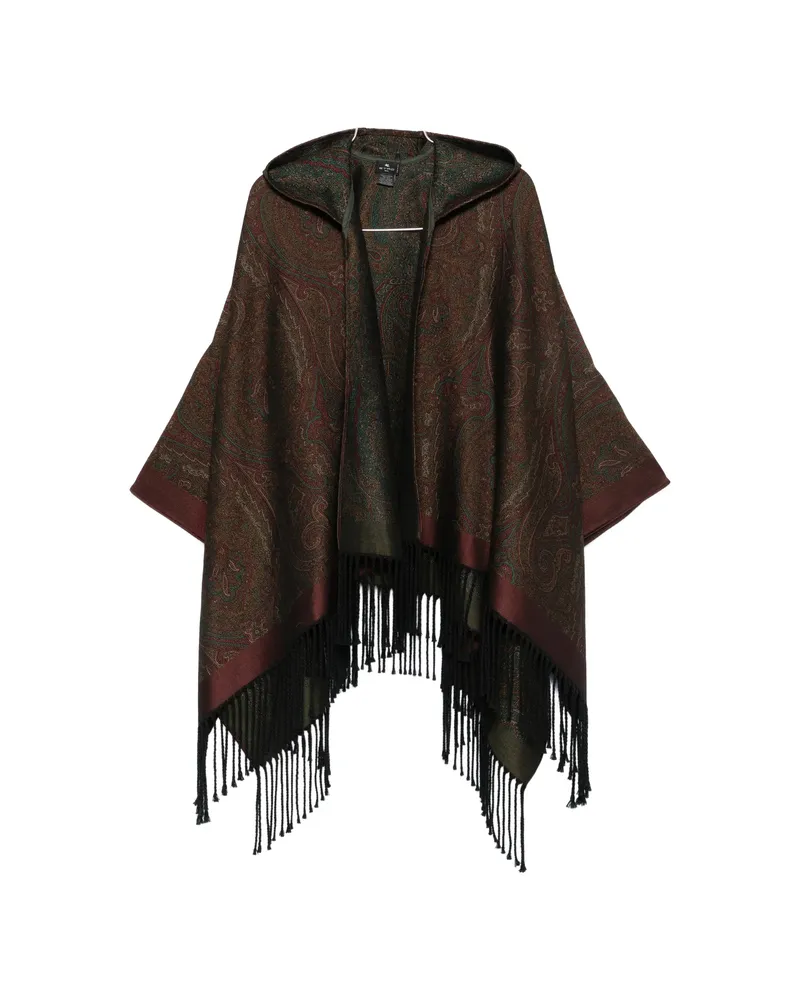 Etro Paisley-print Hooded Poncho Brown