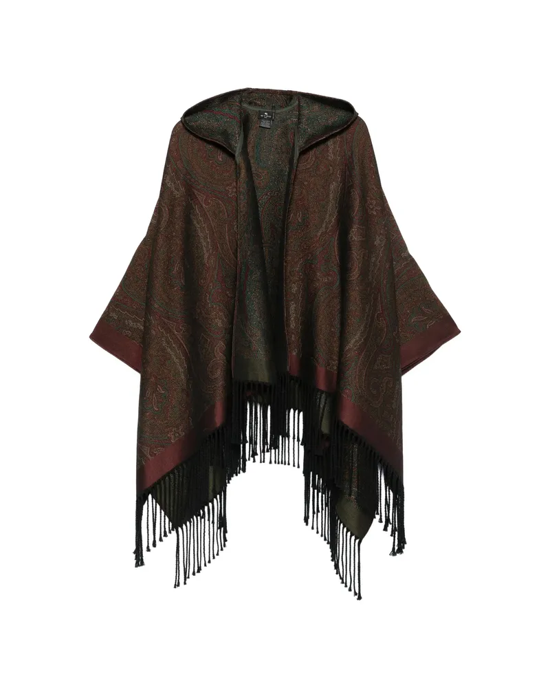Etro Paisley-print Hooded Poncho Brown