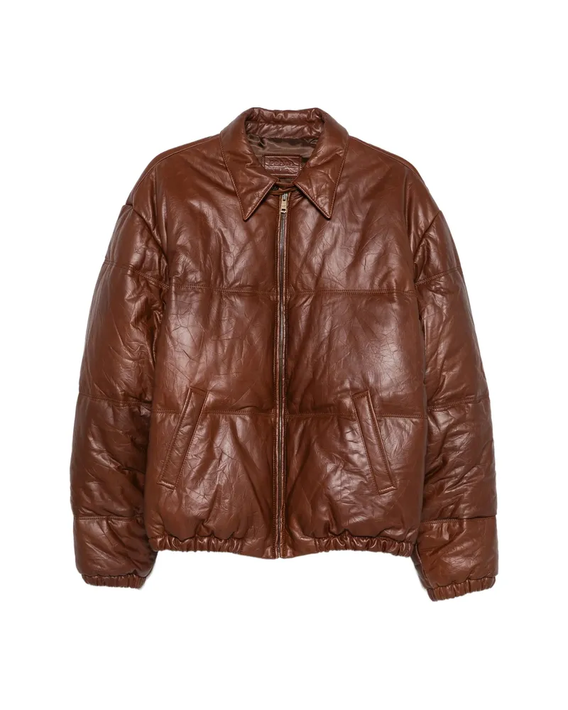Prada Quilted Leather Jacket Brown