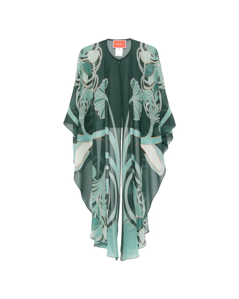 La DoubleJ Maria Floral Open Kaftan Green