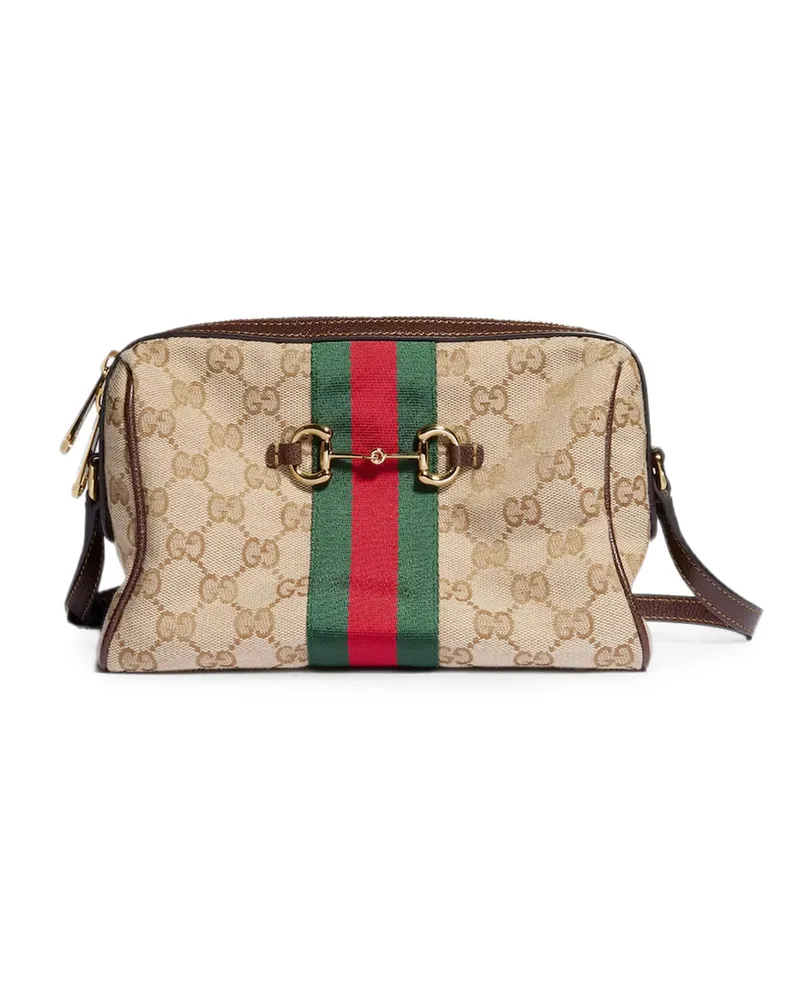 Gucci Horsebit Web Small Camera Bag Neutrals