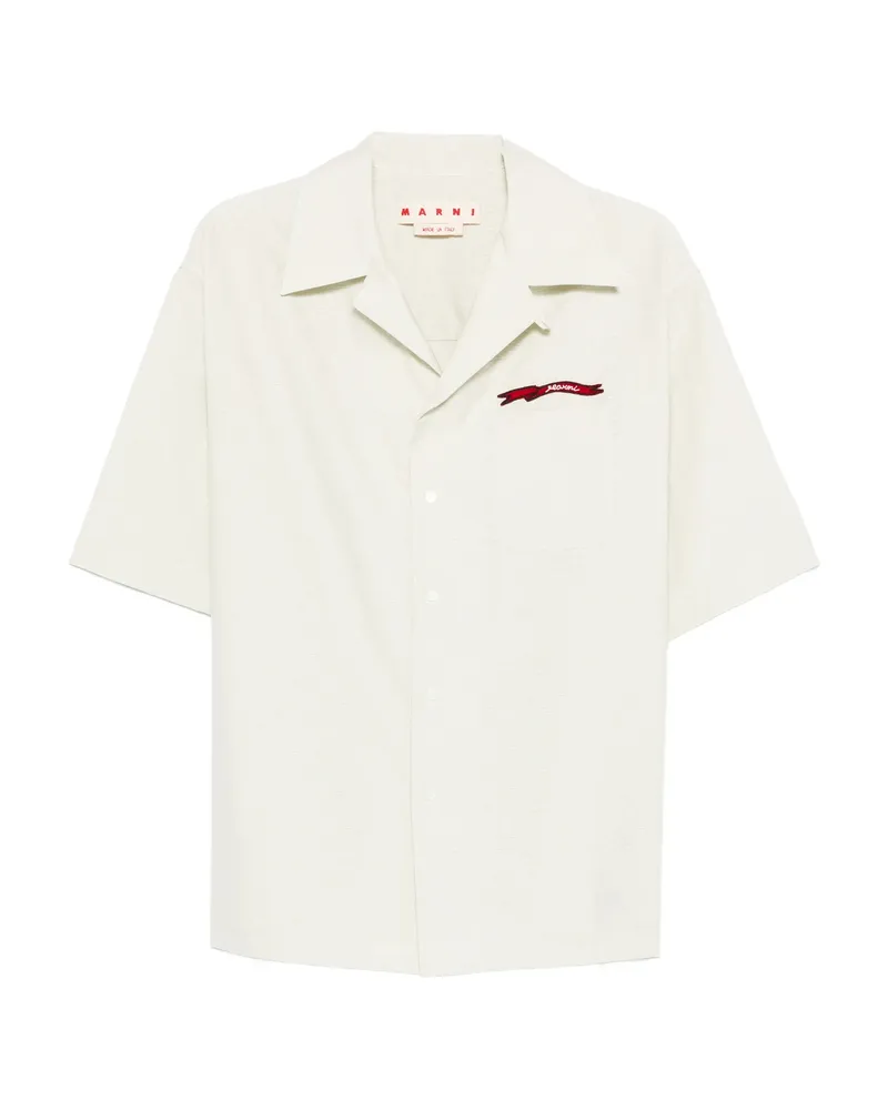 Marni Logo-embroidered Chest-pocket Shirt Neutrals