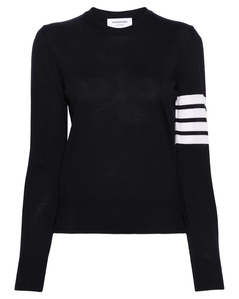 Thom Browne Merino Wool 4-Bar Relaxed Fit Pullover Blue