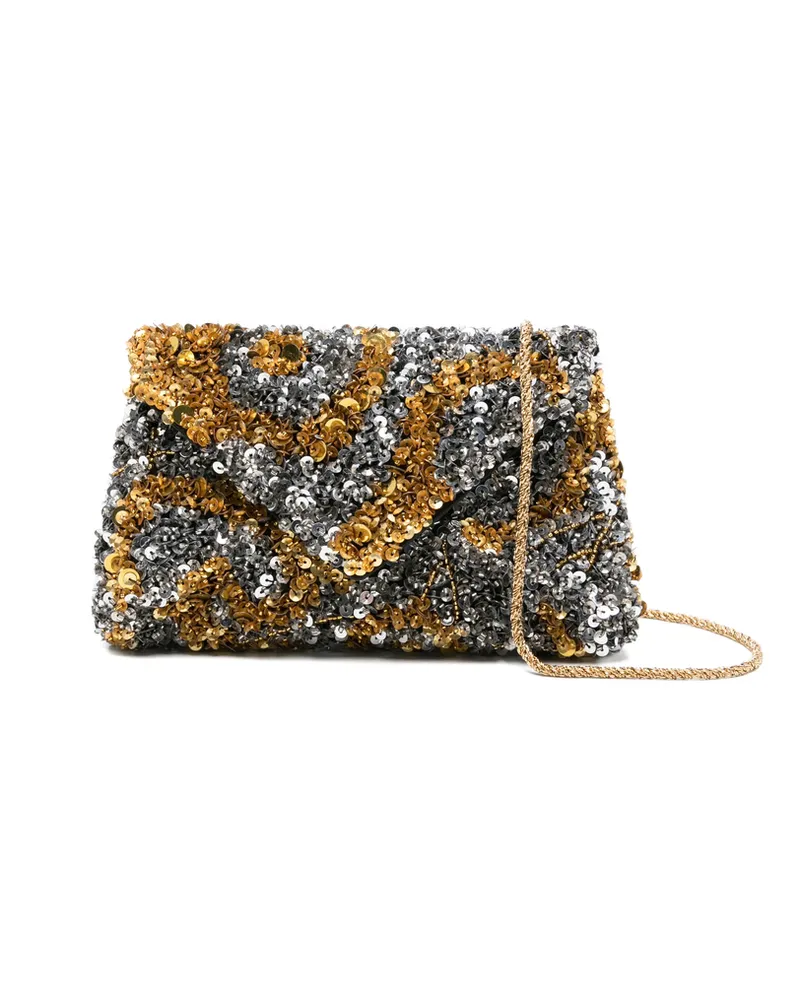 Dries van Noten Sequin Embellished Clutch Bag Silver