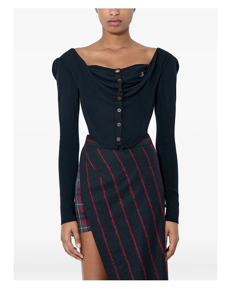 Vivienne Westwood Long-sleeve Top With Draped Neckline And Button Fastening. Draped NecklineButton FasteningLong Sleeves Black