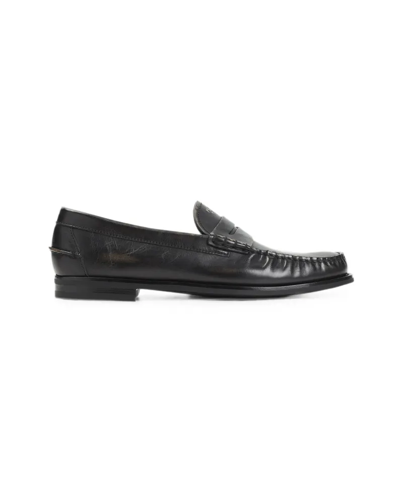 Prada Antiqued Leather Loafers Black
