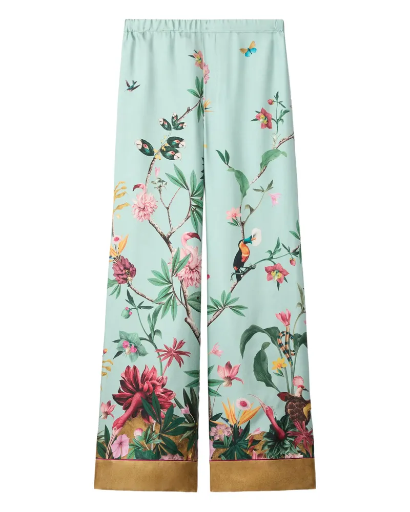 La DoubleJ Floral Pallazzo Pants Neutrals