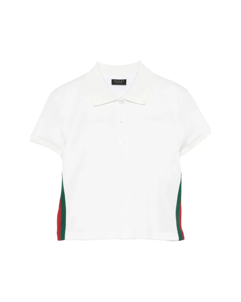 Gucci Web-stripe Cropped Polo Top White
