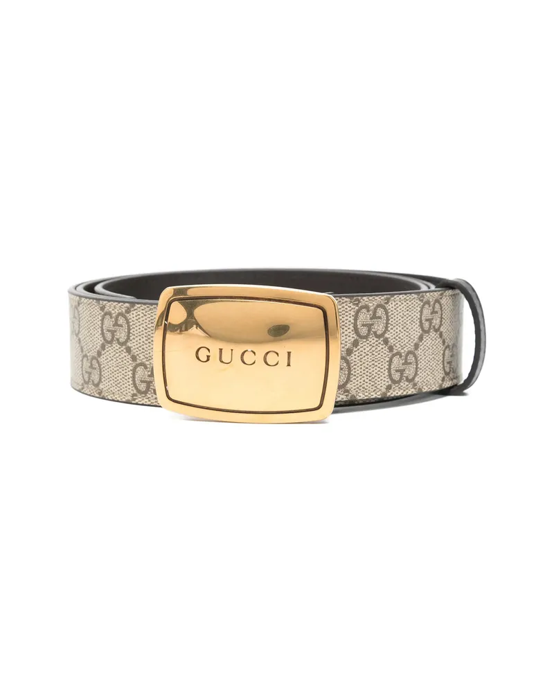 Gucci Logo Buckle Print Belt Neutrals