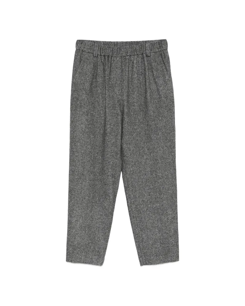 Antonelli Firenze Herringbone-pattern Elasticated-waistband Trousers Grey