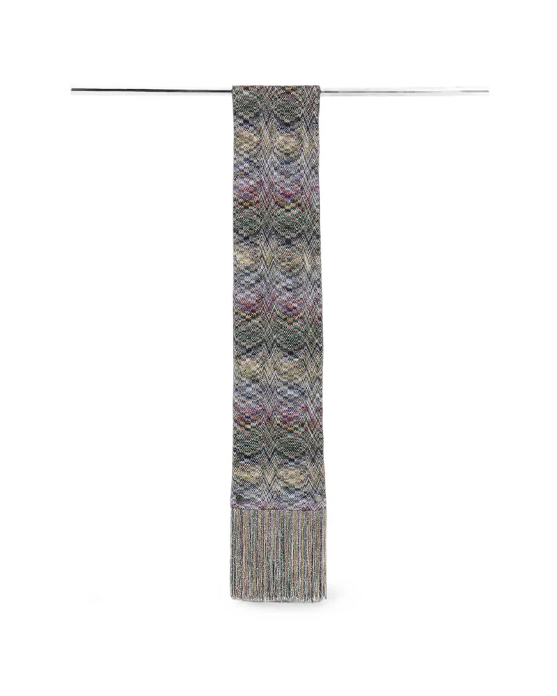 Missoni Zigzag Fringed Scarf Grey
