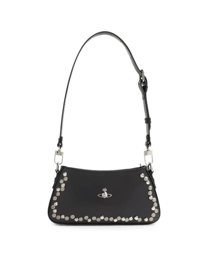 Vivienne Westwood Tasha Studded Leather Shoulder Bag Black