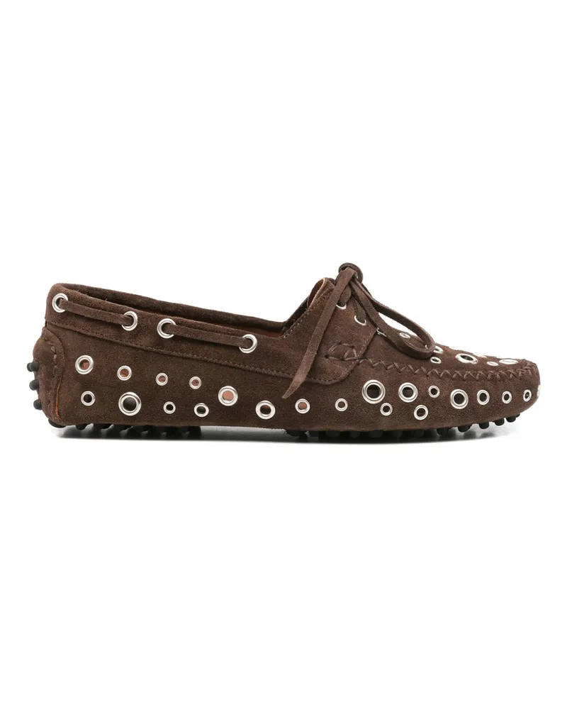 GIMAGUAS Eyelets Tie Loafers Brown