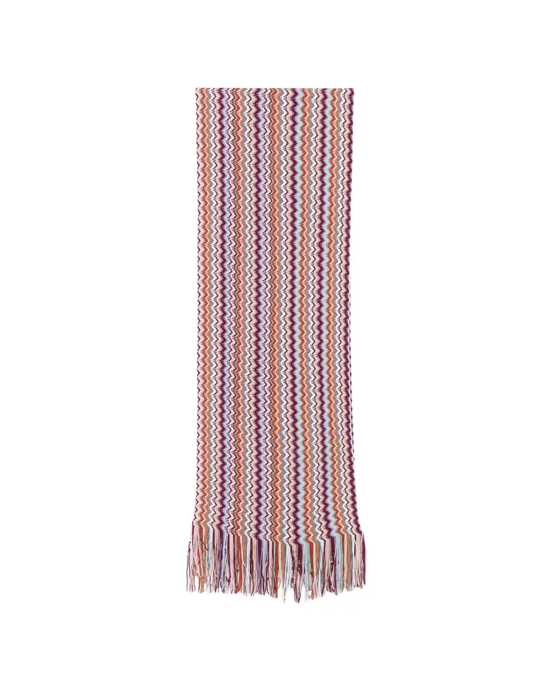 Missoni Zig-zag Pattern Fringed Scarf Neutrals
